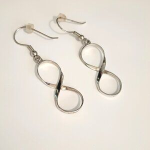925 Figure Eight Dangle Earrings Sterling Silver French Wire Drop Jewelry